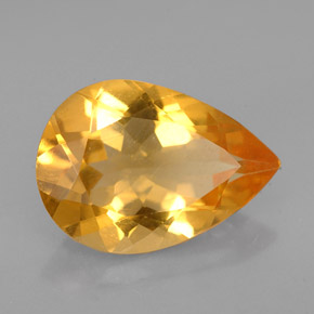 3.05 ct Yellow Citrine Stone, Natural Citrine in Pear Facet Shape for Sale