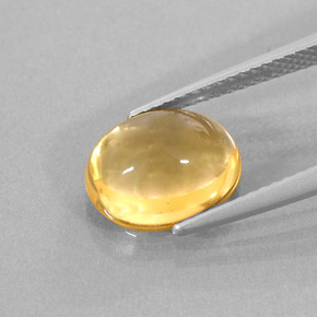 3.24 ct Yellow Citrine Stone, Natural Citrine in Oval Cabochon Shape for Sale