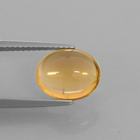 2.66 ct Yellow Citrine Stone, Natural Citrine in Oval Cabochon Shape for Sale