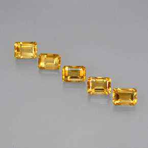 5.77 ctw Yellow Citrine Gemstones, Citrine Gems in Octagon Step Cut Shape for Sale.