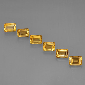 6.86 ctw Yellow Citrine Gemstones, Citrine Gems in Octagon Step Cut Shape for Sale.