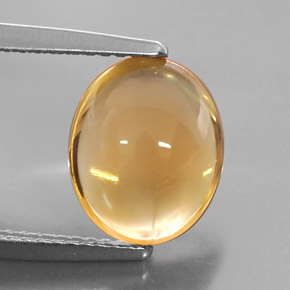 3.51 ct Yellow Citrine Gemstone, Citrine Gem in Oval Cabochon Shape for Sale.