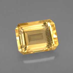 2.25 ct Yellow Citrine Gemstone, Citrine Gem in Octagon Facet Shape for Sale.