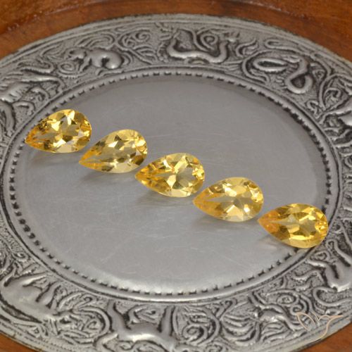 3.41ctw Natural Gold  Citrine, Pear Shape, VVS-VS