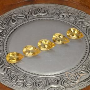 3.41 ctw Golden Citrine Stones, Natural Citrine in Pear Facet Shape for Sale