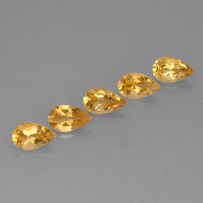 3.96 ct Yellow Citrine Stone, Natural Citrine in Pear Facet Shape for Sale