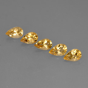 4.09 ct Yellow Citrine Gemstone, Citrine Gem in Pear Facet Shape for Sale.