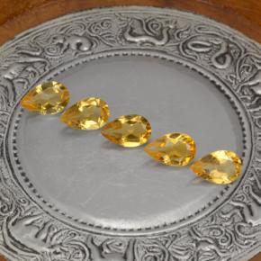 3.62 ctw Yellow Citrine Gemstones, Citrine Gems in Pear Facet Shape for Sale.