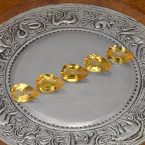 3.62 ctw Yellow Citrine Stones, Natural Citrine in Pear Facet Shape for Sale