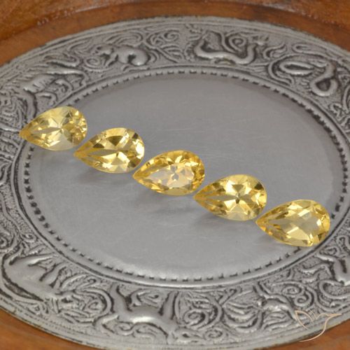 4.19ctw Natural Medium Gold  Citrine, Pear Shape, VVS-VS