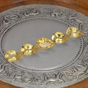 4.19 ctw Golden Citrine Stones, Natural Citrine in Pear Facet Shape for Sale