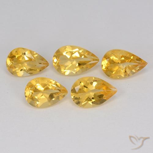 3.36ctw Natural Medium Gold  Citrine, Pear Shape, VVS-VS