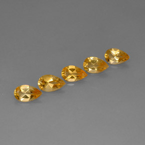 3.53 ctw Golden Citrine Stones, Natural Citrine in Pear Facet Shape for Sale
