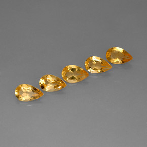 3.86 ct Yellow Citrine Gemstone, Citrine Gem in Pear Facet Shape for Sale.