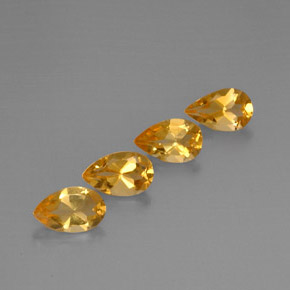 3.08 ct Gold Citrine Stone, Natural Citrine in Pear Facet Shape for Sale