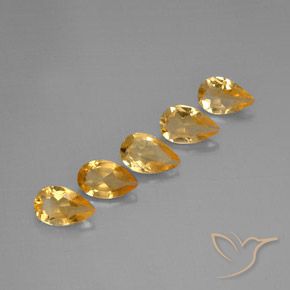3.22 ctw Golden Citrine Stones, Natural Citrine in Pear Facet Shape for Sale