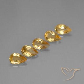 3.36 ctw Golden Citrine Stones, Natural Citrine in Pear Facet Shape for Sale