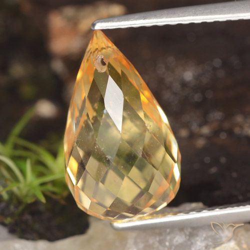 Citrino 13,3x8,2 mm dorato Taglio briolette con foro dal Brasile, peso di 5,07 ct, gemma naturale non trattati in purezza VVS-VS, 1 pezzo Citrino - Colore: Arancio Medio, durezza Mohs di 7 adatto per gioielli da indossare ogni giorno, Pietra del mercante, Photo A