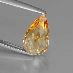 4.20 ct Yellow Citrine Gemstone, Citrine Gem in Briolette with Hole Shape for Sale.