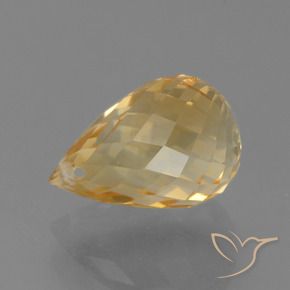 4.40 ct Golden Citrine Stone, Natural Citrine in Briolette with Hole Shape for Sale