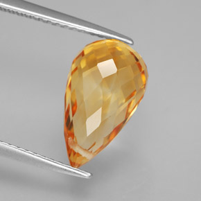 4.22 ct Gold Citrine Stone, Natural Citrine in Briolette with Hole Shape for Sale