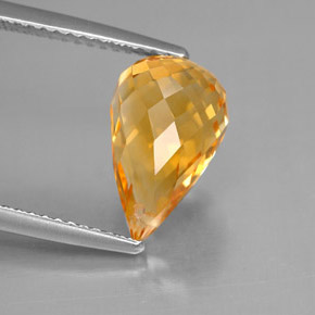 4.00 ct Yellow Citrine Gemstone, Citrine Gem in Briolette with Hole Shape for Sale.