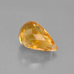 4.00 ct Yellow Citrine Stone, Natural Citrine in Briolette with Hole Shape for Sale