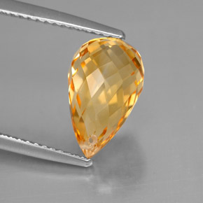 3.79 ct Yellow Citrine Stone, Natural Citrine in Briolette with Hole Shape for Sale