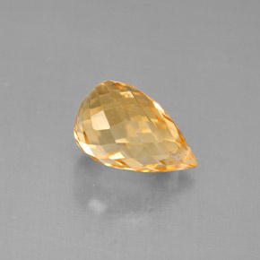 2.74 ct Gold Citrine Stone, Natural Citrine in Briolette with Hole Shape for Sale