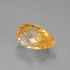 3.86 ct Yellow Citrine Stone, Natural Citrine in Briolette with Hole Shape for Sale