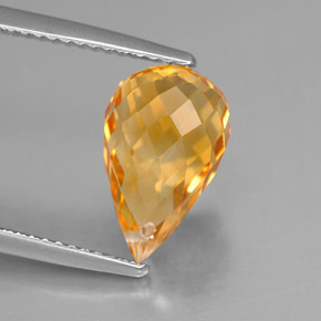 4.43 ct Yellow Citrine Gemstone, Citrine Gem in Briolette with Hole Shape for Sale.
