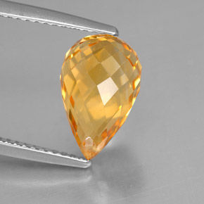 4.10 ct Yellow Citrine Gemstone, Citrine Gem in Briolette with Hole Shape for Sale.