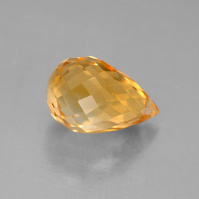 4.10 ct Yellow Citrine Stone, Natural Citrine in Briolette with Hole Shape for Sale