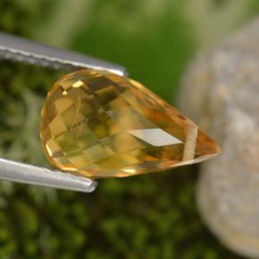 3.48 ct Yellow Citrine Stone, Natural Citrine in Briolette with Hole Shape for Sale