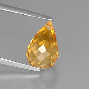 3.90 ct Yellow Citrine Gemstone, Citrine Gem in Briolette with Hole Shape for Sale.