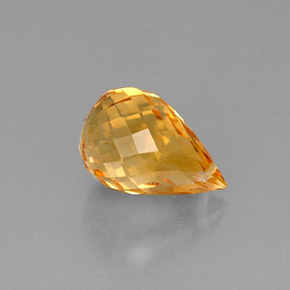 3.90 ct Yellow Citrine Stone, Natural Citrine in Briolette with Hole Shape for Sale