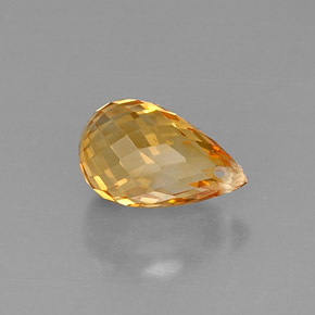 3.60 ct Yellow Citrine Stone, Natural Citrine in Briolette with Hole Shape for Sale