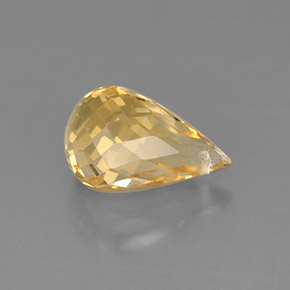 3.84 ct Yellow Citrine Stone, Natural Citrine in Briolette with Hole Shape for Sale