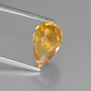 3.48 ct Yellow Citrine Gemstone, Citrine Gem in Briolette with Hole Shape for Sale.