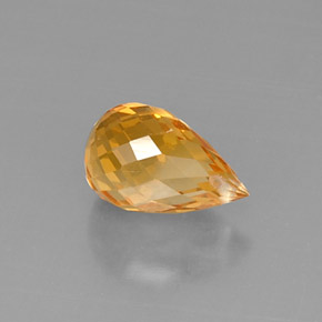 3.48 ct Yellow Citrine Stone, Natural Citrine in Briolette with Hole Shape for Sale