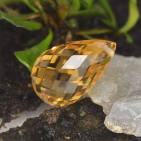 3.86 ct Yellow Citrine Stone, Natural Citrine in Briolette with Hole Shape for Sale