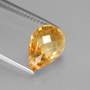3.97 ct Yellow Citrine Gemstone, Citrine Gem in Briolette with Hole Shape for Sale.