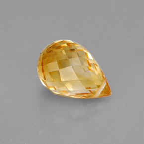 3.97 ct Yellow Citrine Stone, Natural Citrine in Briolette with Hole Shape for Sale