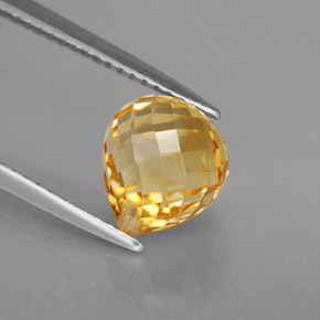 3.10 ct Yellow Citrine Gemstone, Citrine Gem in Briolette with Hole Shape for Sale.