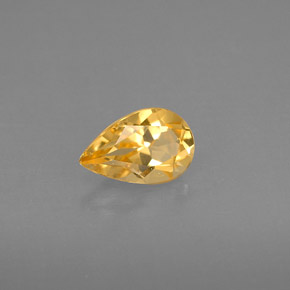 0.77 ct Yellow Citrine Stone, Natural Citrine in Pear Facet Shape for Sale