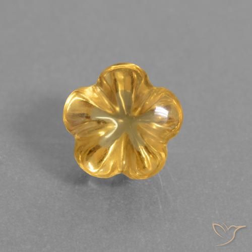 1.41ct Natural Dark Golden Citrine, Flower Cut, Transparent