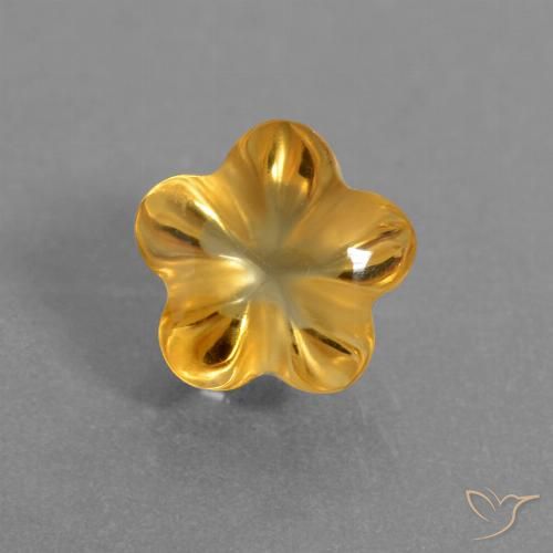 1.54ct Natural Dark Golden Citrine, Flower Cut, Transparent