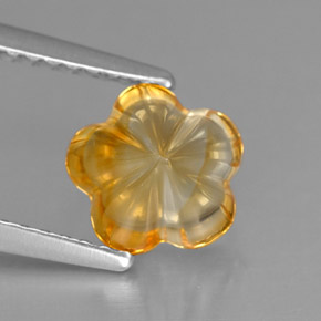 1.18 ct Yellow Citrine Gemstone, Citrine Gem in Flower-Cut Shape for Sale.