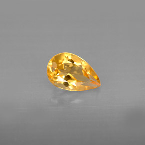 0.73 ct Yellow Citrine Gemstone, Citrine Gem in Pear Facet Shape for Sale.