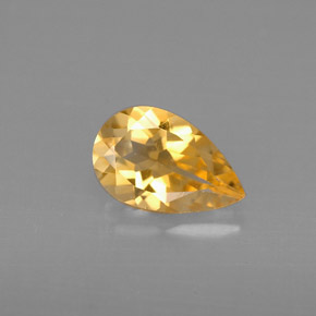 0.72 ct Yellow Citrine Gemstone, Citrine Gem in Pear Facet Shape for Sale.